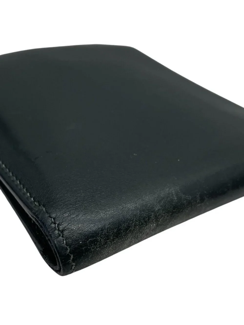 Hermes Bifold Wallet Folding Bill Card Slot Leather Dark Green Compact Capacity